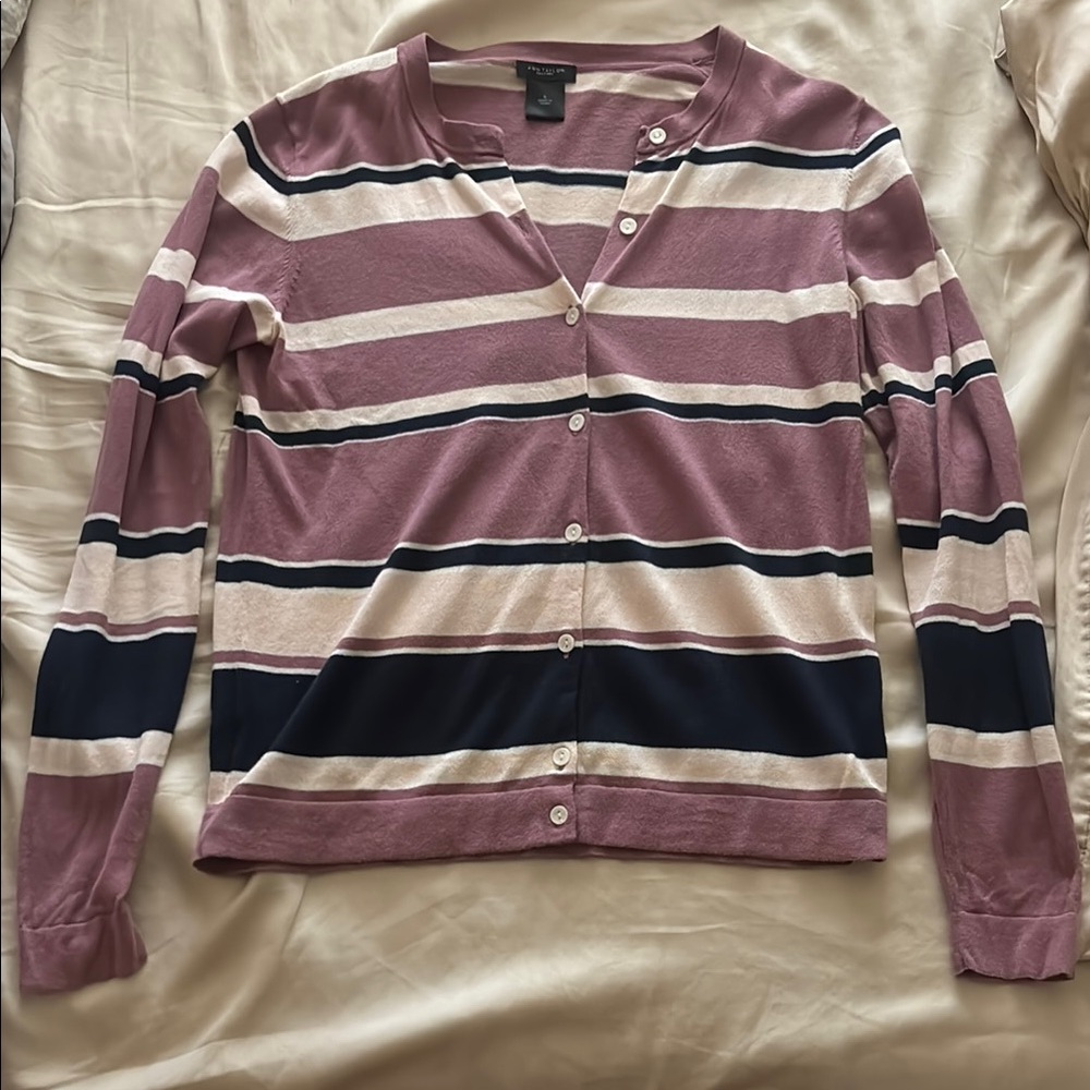 Ann Taylor Factory Pink and Blue Cardigan Sweater